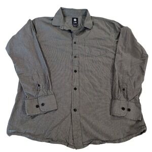 Element Button Up Shirt Black White Mens L Cotton Plaid Woven Long Sleeve Top